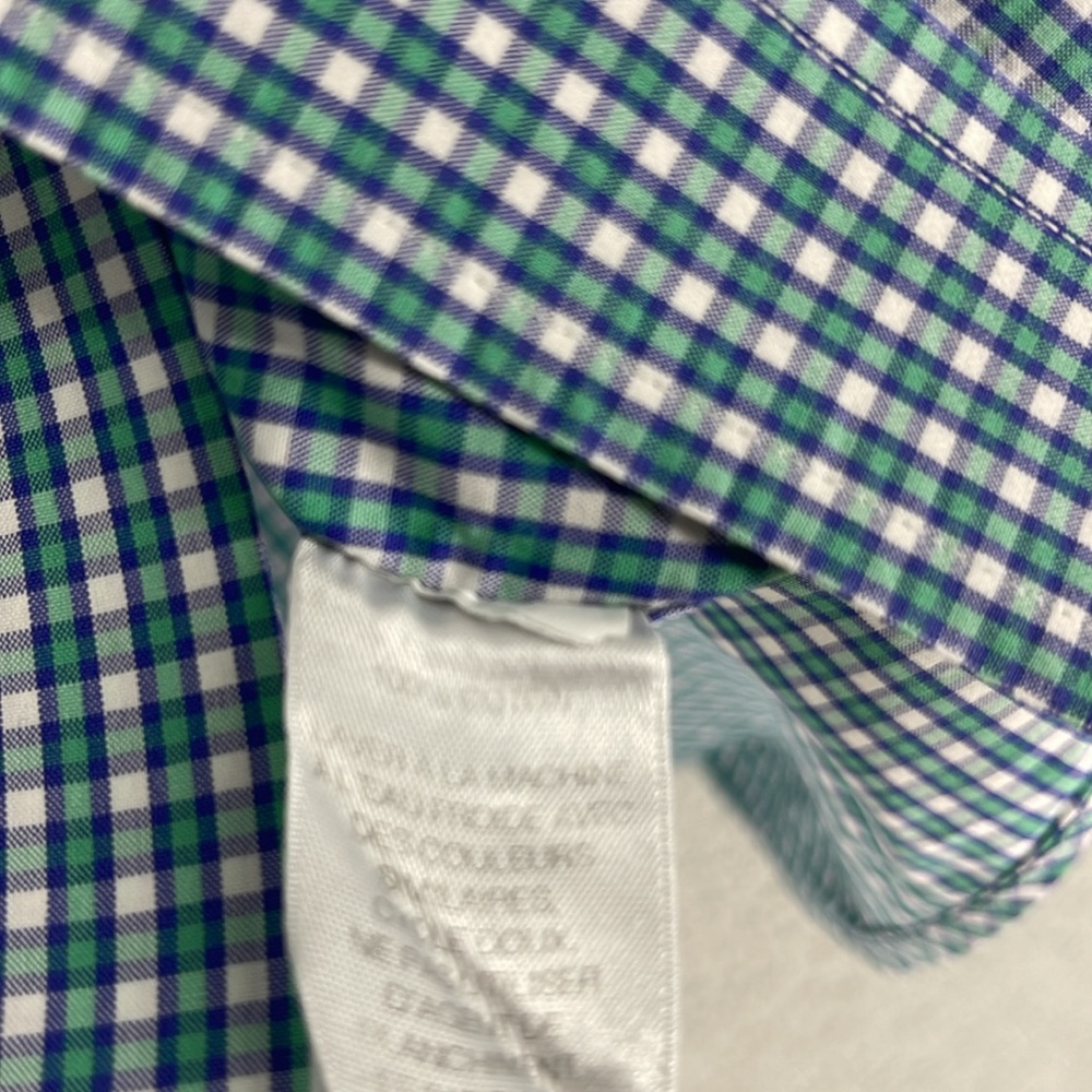 Vineyard vines purple green squared print button down long sleeve medium shirt - Picture 10 of 13